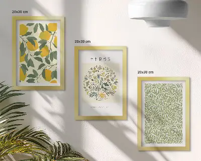 Zidna galerija slika s motivima limuna, bilja i lišća