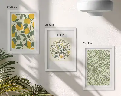 Zidna galerija slika s motivima limuna, bilja i lišća