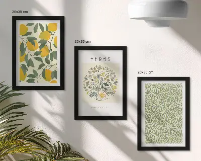 Zidna galerija slika s motivima limuna, bilja i lišća