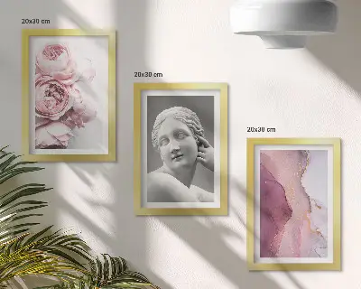 Komplet slika u okviru apstraktna skulptura žene od romantičnih božura