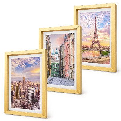 Zidna galerija slika Pogled na gradove New York, Pariz i Varšavu u sumrak