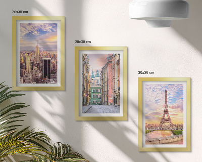 Zidna galerija slika Pogled na gradove New York, Pariz i Varšavu u sumrak
