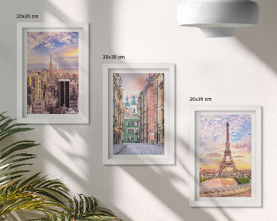Zidna galerija slika Pogled na gradove New York, Pariz i Varšavu u sumrak