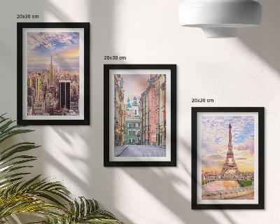 Zidna galerija slika Pogled na gradove New York, Pariz i Varšavu u sumrak