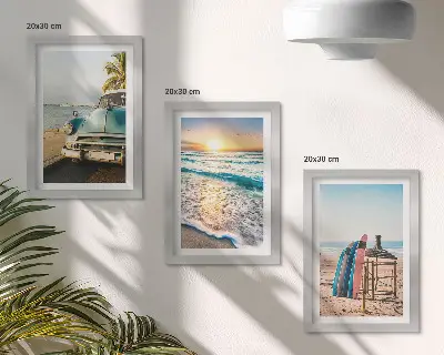 Komplet slika u okviru pogled na zalazak sunca nad morem u Miamiju