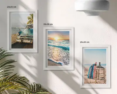 Komplet slika u okviru pogled na zalazak sunca nad morem u Miamiju