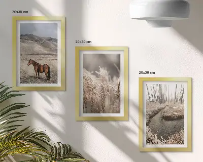 Zidna galerija slika konji u krajoliku s travom i zimskim potokom