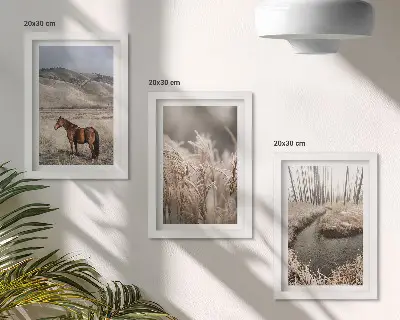 Zidna galerija slika konji u krajoliku s travom i zimskim potokom
