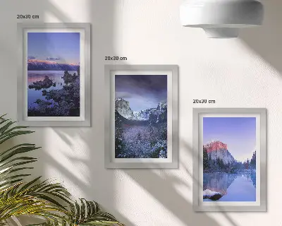 Zidna galerija slika planinski krajolici u sumrak s pogledom na vodu