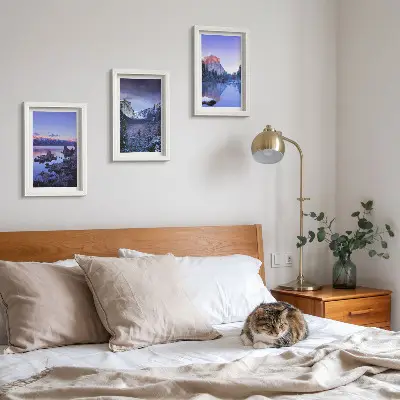 Zidna galerija slika planinski krajolici u sumrak s pogledom na vodu