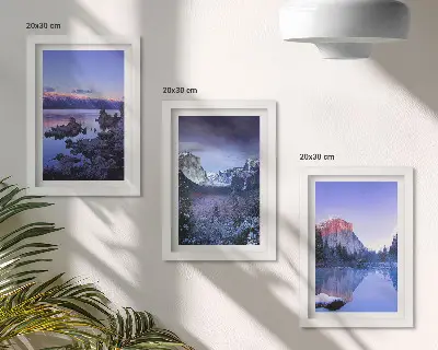 Zidna galerija slika planinski krajolici u sumrak s pogledom na vodu