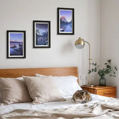 Zidna galerija slika planinski krajolici u sumrak s pogledom na vodu