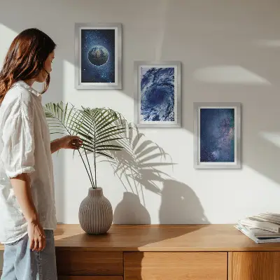 Zidna galerija slika motiv zemlje u svemiru s olujom i galaksijom zvijezda
