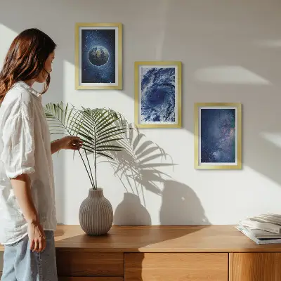 Zidna galerija slika motiv zemlje u svemiru s olujom i galaksijom zvijezda