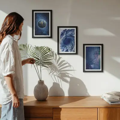 Zidna galerija slika motiv zemlje u svemiru s olujom i galaksijom zvijezda