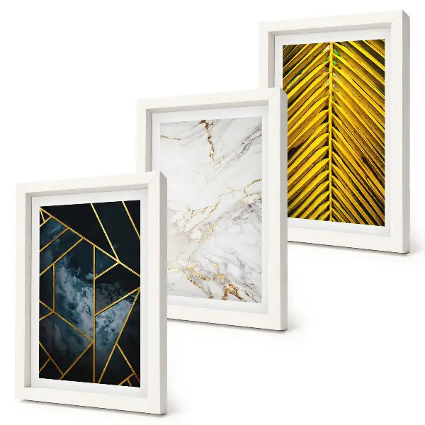 Set 3 slike u okviru s modernim geometrijskim uzorcima i prirodnim biljnim motivima