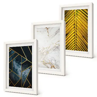 Set 3 slike u okviru s modernim geometrijskim uzorcima i prirodnim biljnim motivima