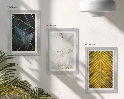 Set 3 slike u okviru s modernim geometrijskim uzorcima i prirodnim biljnim motivima
