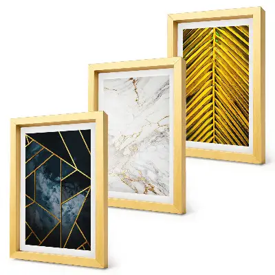 Set 3 slike u okviru s modernim geometrijskim uzorcima i prirodnim biljnim motivima