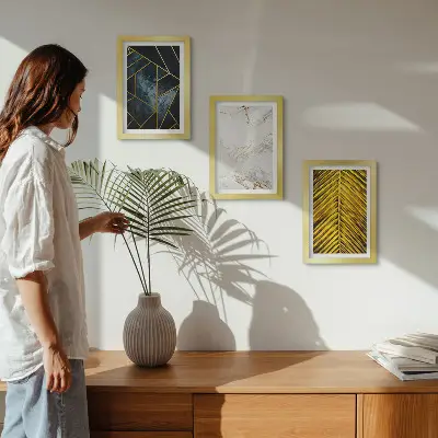Set 3 slike u okviru s modernim geometrijskim uzorcima i prirodnim biljnim motivima