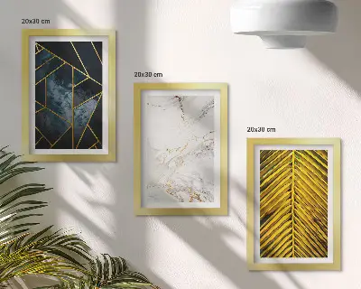 Set 3 slike u okviru s modernim geometrijskim uzorcima i prirodnim biljnim motivima