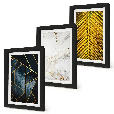 Set 3 slike u okviru s modernim geometrijskim uzorcima i prirodnim biljnim motivima