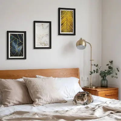 Set 3 slike u okviru s modernim geometrijskim uzorcima i prirodnim biljnim motivima