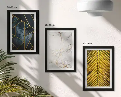 Set 3 slike u okviru s modernim geometrijskim uzorcima i prirodnim biljnim motivima