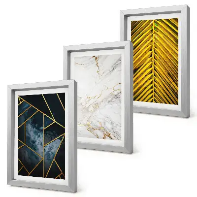 Set 3 slike u okviru s modernim geometrijskim uzorcima i prirodnim biljnim motivima