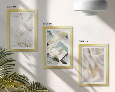 Set 3 slike u okviru s elegantnim i modernim apstraktnim mramornim uzorcima