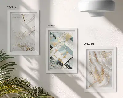 Set 3 slike u okviru s elegantnim i modernim apstraktnim mramornim uzorcima