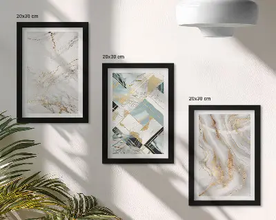 Set 3 slike u okviru s elegantnim i modernim apstraktnim mramornim uzorcima