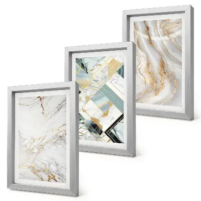 Set 3 slike u okviru s elegantnim i modernim apstraktnim mramornim uzorcima