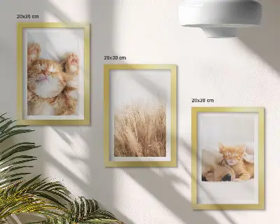Zidna galerija slika slatke životinje s motivima mačaka i pasa u boho stilu na nježnoj travi