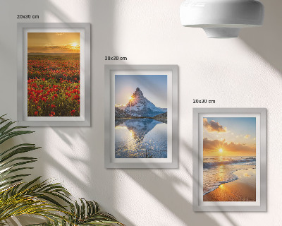 Set 3 slike u okviru Planinski i primorski krajolici sa zalascima sunca