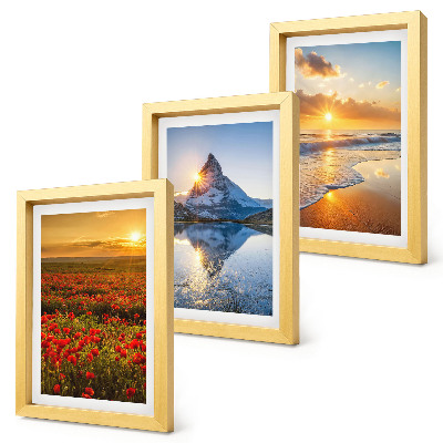 Set 3 slike u okviru Planinski i primorski krajolici sa zalascima sunca