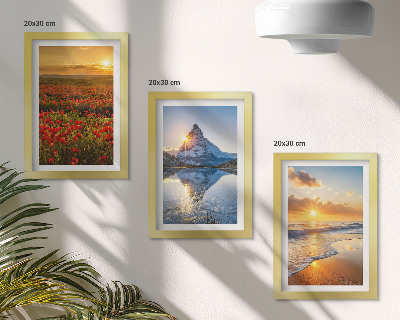 Set 3 slike u okviru Planinski i primorski krajolici sa zalascima sunca