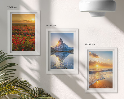Set 3 slike u okviru Planinski i primorski krajolici sa zalascima sunca