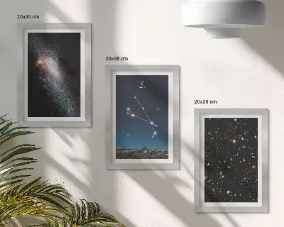 Komplet slika u okviru kozmički krajolici s motivima galaksija i zviježđa znaka Ovna