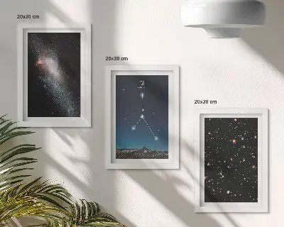 Komplet slika u okviru s motivom svemira s galaksijom i zvijezdama zviježđa Rak
