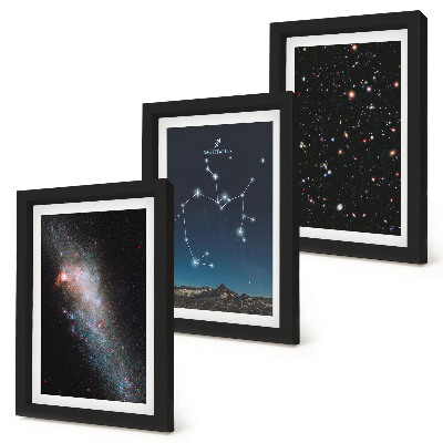 Set 3 slike u okviru Galaksije, zviježđa i svemirski horoskopski znak Strijelac
