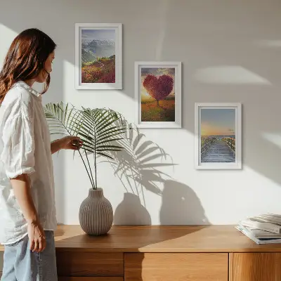 Zidna galerija slika planinski krajolici s molom u obliku srca