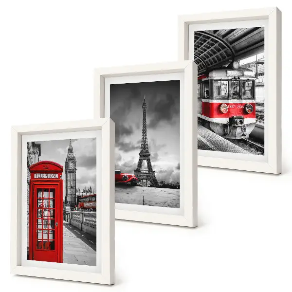 Zidna galerija slika kultni gradovi London i Pariz s motivom željezničkog prometa