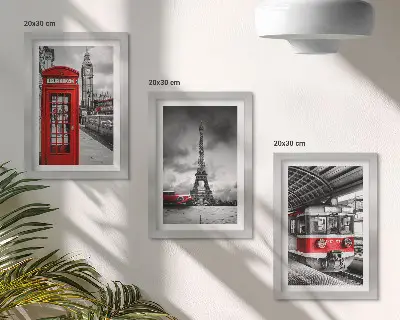 Zidna galerija slika kultni gradovi London i Pariz s motivom željezničkog prometa