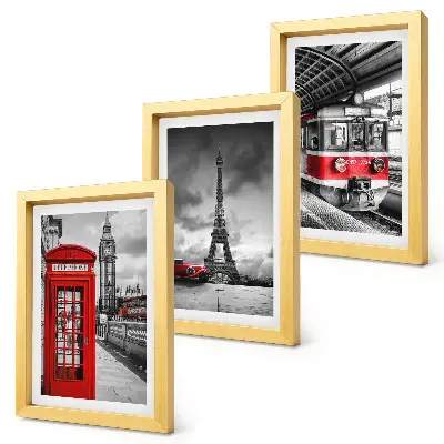 Zidna galerija slika kultni gradovi London i Pariz s motivom željezničkog prometa