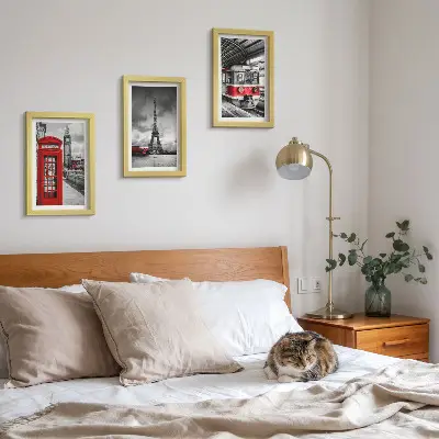 Zidna galerija slika kultni gradovi London i Pariz s motivom željezničkog prometa
