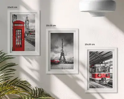 Zidna galerija slika kultni gradovi London i Pariz s motivom željezničkog prometa
