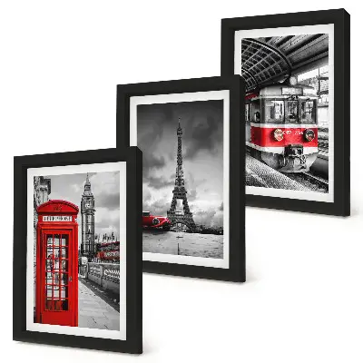 Zidna galerija slika kultni gradovi London i Pariz s motivom željezničkog prometa