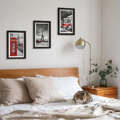 Zidna galerija slika kultni gradovi London i Pariz s motivom željezničkog prometa