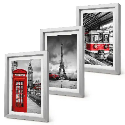 Zidna galerija slika kultni gradovi London i Pariz s motivom željezničkog prometa